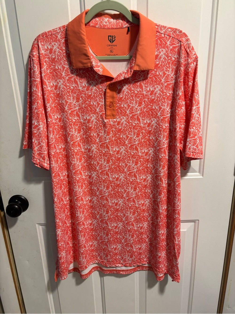 Graham & Luxe Coral Print Short-Sleeve Polo